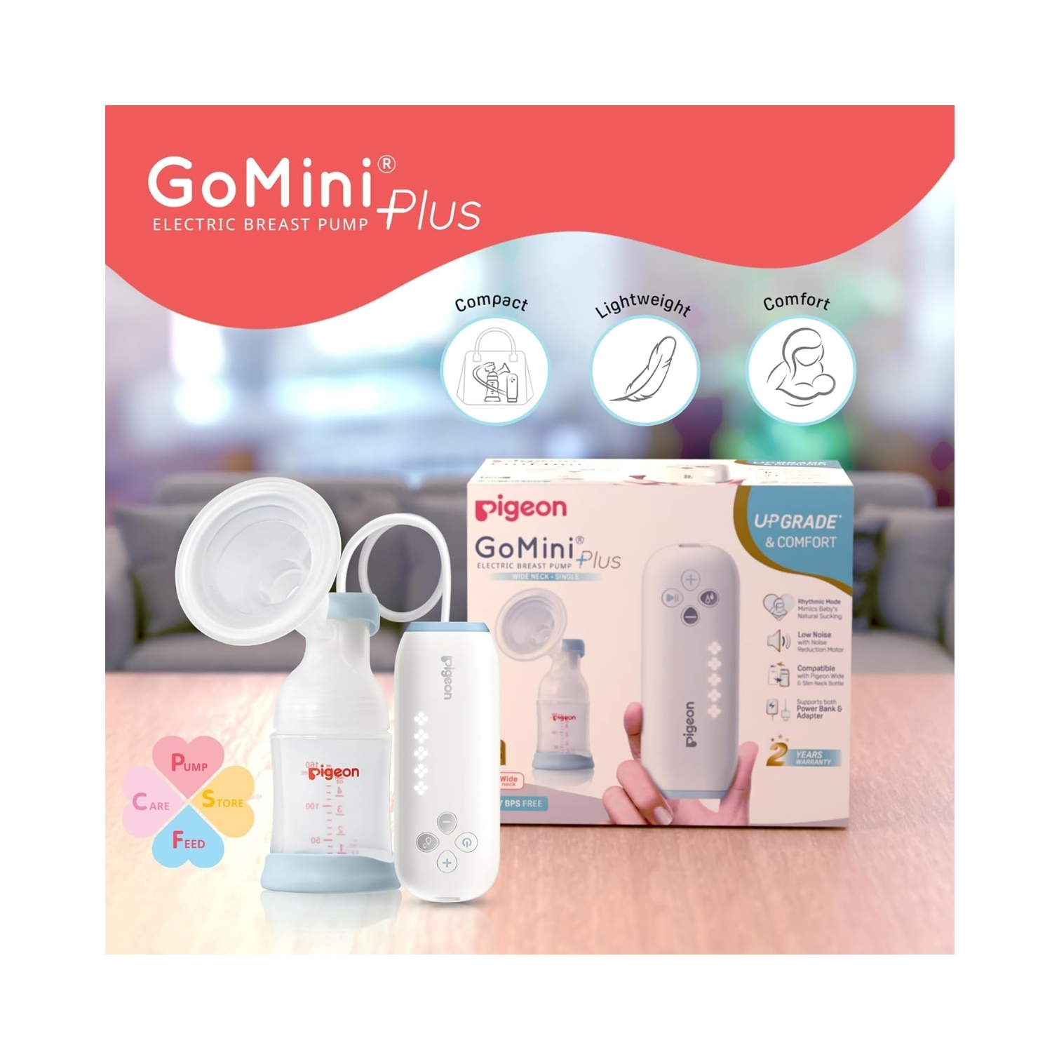 Pigeon Gomini Plus Electric Breast Pump Single with Wide Neck (3)