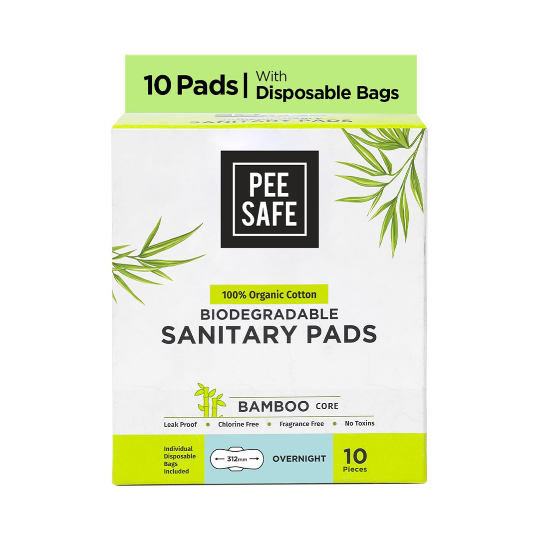 Pee Safe Biodegradable Sanitary Pads Overnight (10 Pads)