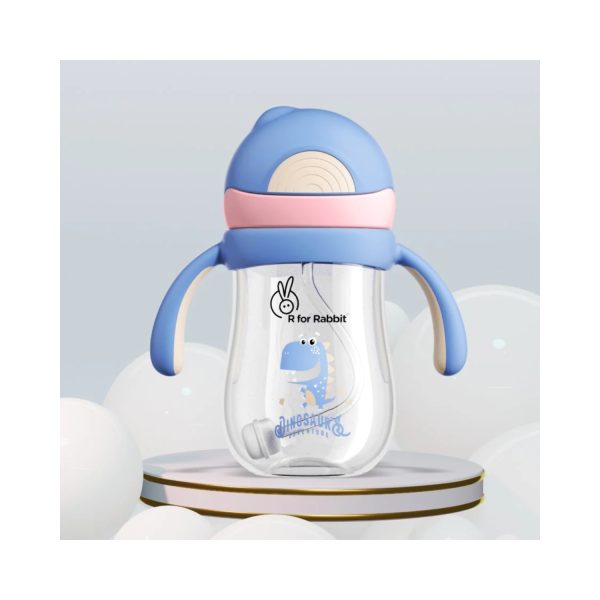 R for Rabbit Tritan Dino Straw Sipper Bottle for Kids 320 ml (Pink Blue)