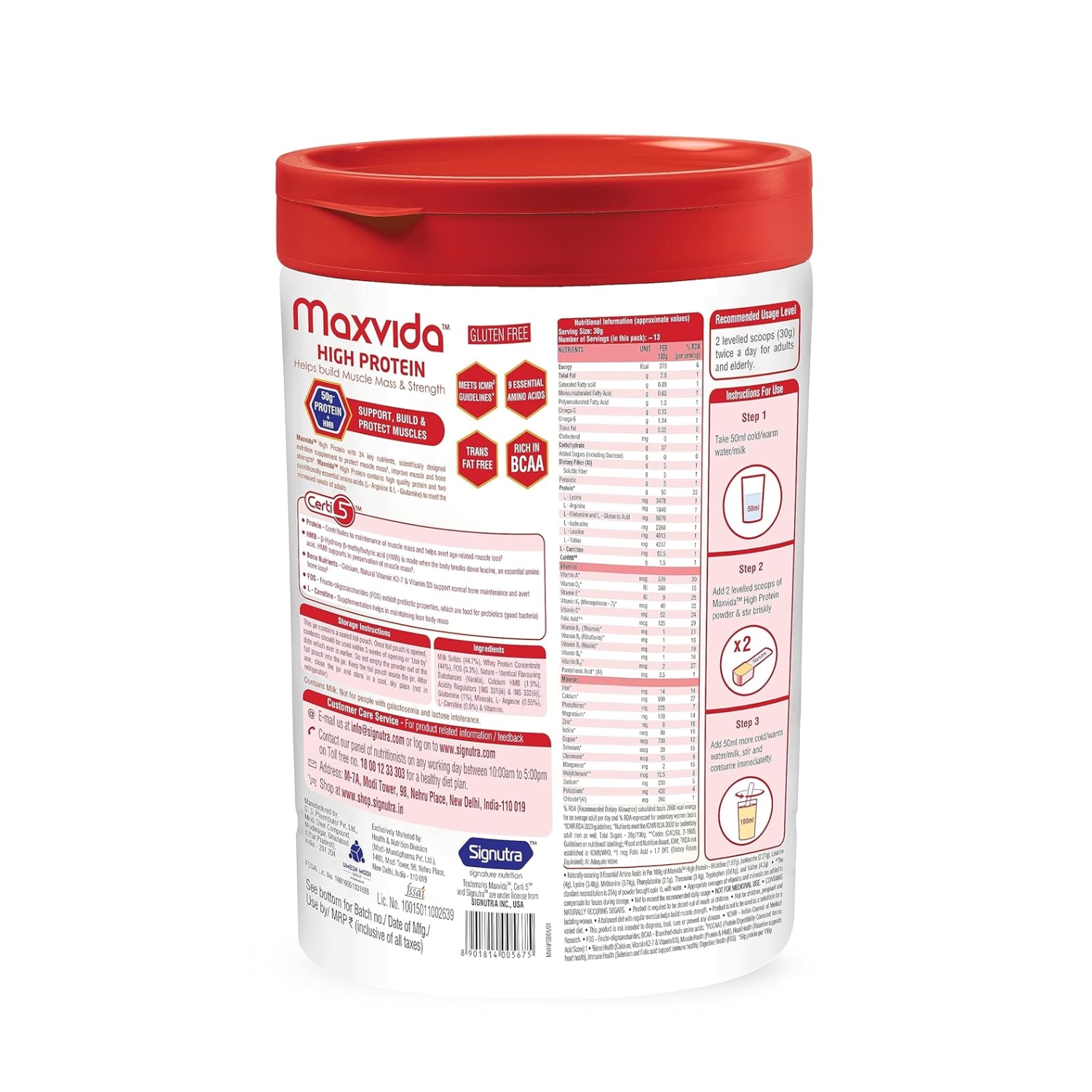 Maxvida High Protein to help build Muscle mass and strength in Adults & Elderly (400g, Vanilla Flavored) (2)