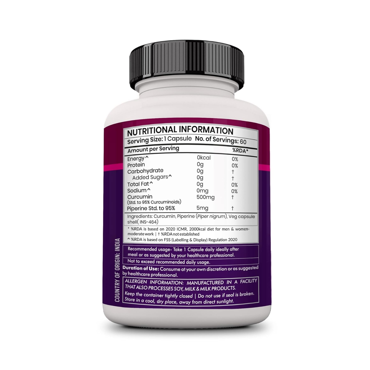 Zenith Nutrition Curcumin Plus with Piperine 500 mg – 60 Veg Capsules Immunity Support I Supports Joint Health & Flexibility Anti-Inflammatory Support (2)
