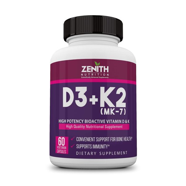 Zenith Nutrition Vitamin D3 and K2 Capsules (60 Nos)
