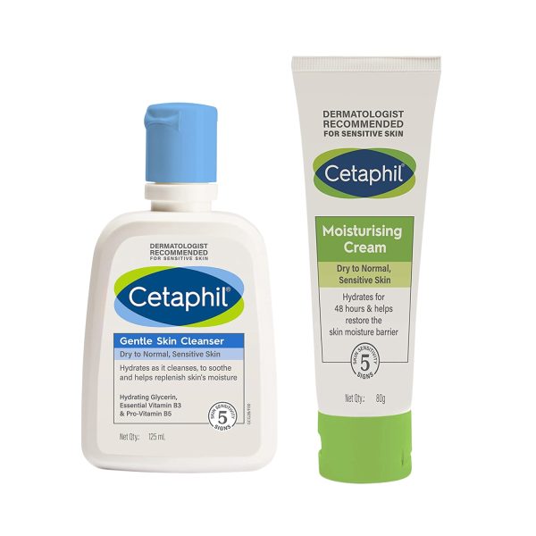Cetaphil Gentle Skin Cleanser for Dry to Normal Sensitive Skin 125 ml + Cetaphil Moisturising Cream for Face & Body , Dry to Normal skin, 80 gm Cetaphil Gentle Skin Cleanser for Dry to Normal Sensitive Skin 125 ml + Cetaphil Moisturising Cream for Face & Body , Dry to Normal skin, 80 gm