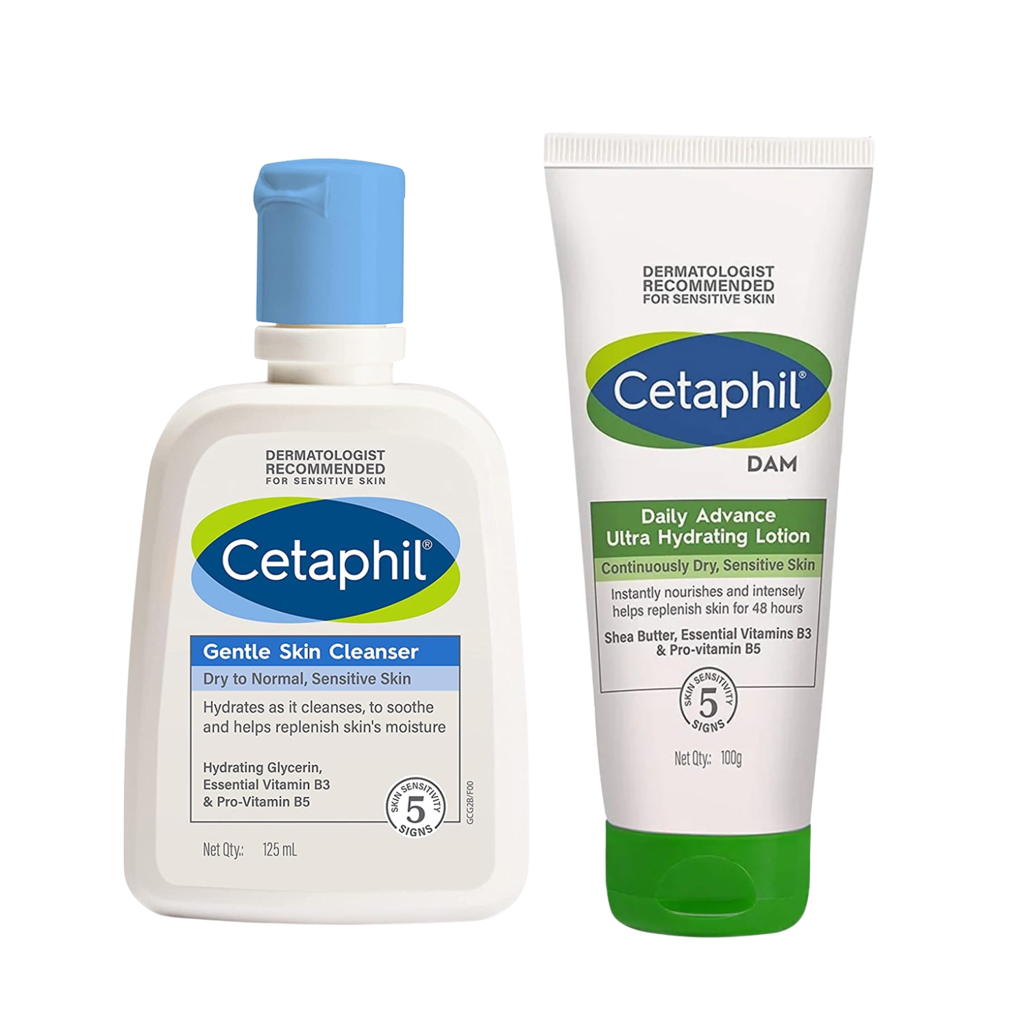 Cetaphil DAM Daily Advance Ultra Hydrating Lotion for Dry, Sensitive Skin 100g + Cetaphil Gentle Skin Cleanser for Dry to Normal Sensitive Skin 125 ml