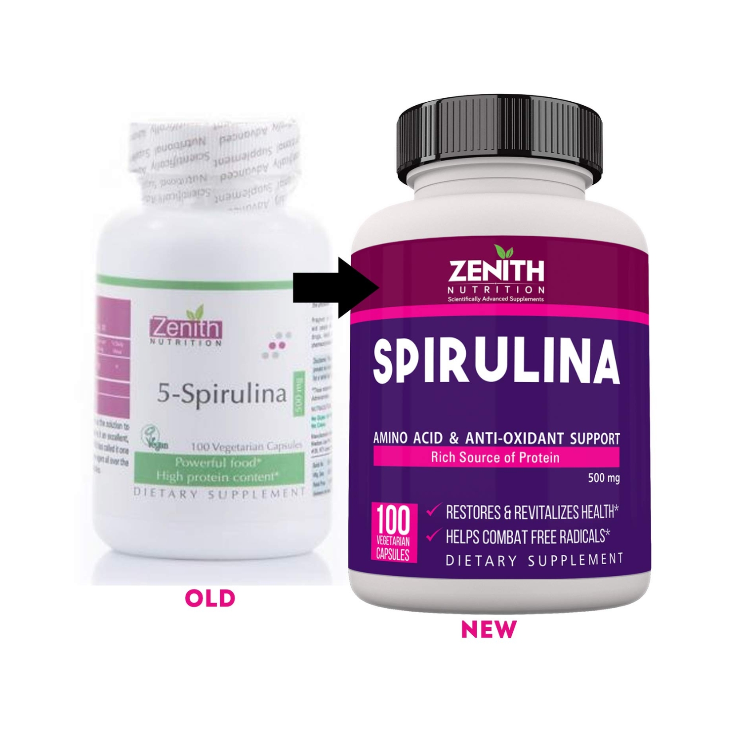Zenith Nutrition Spirulina 500 mg – 100 Capsules (2) (1)