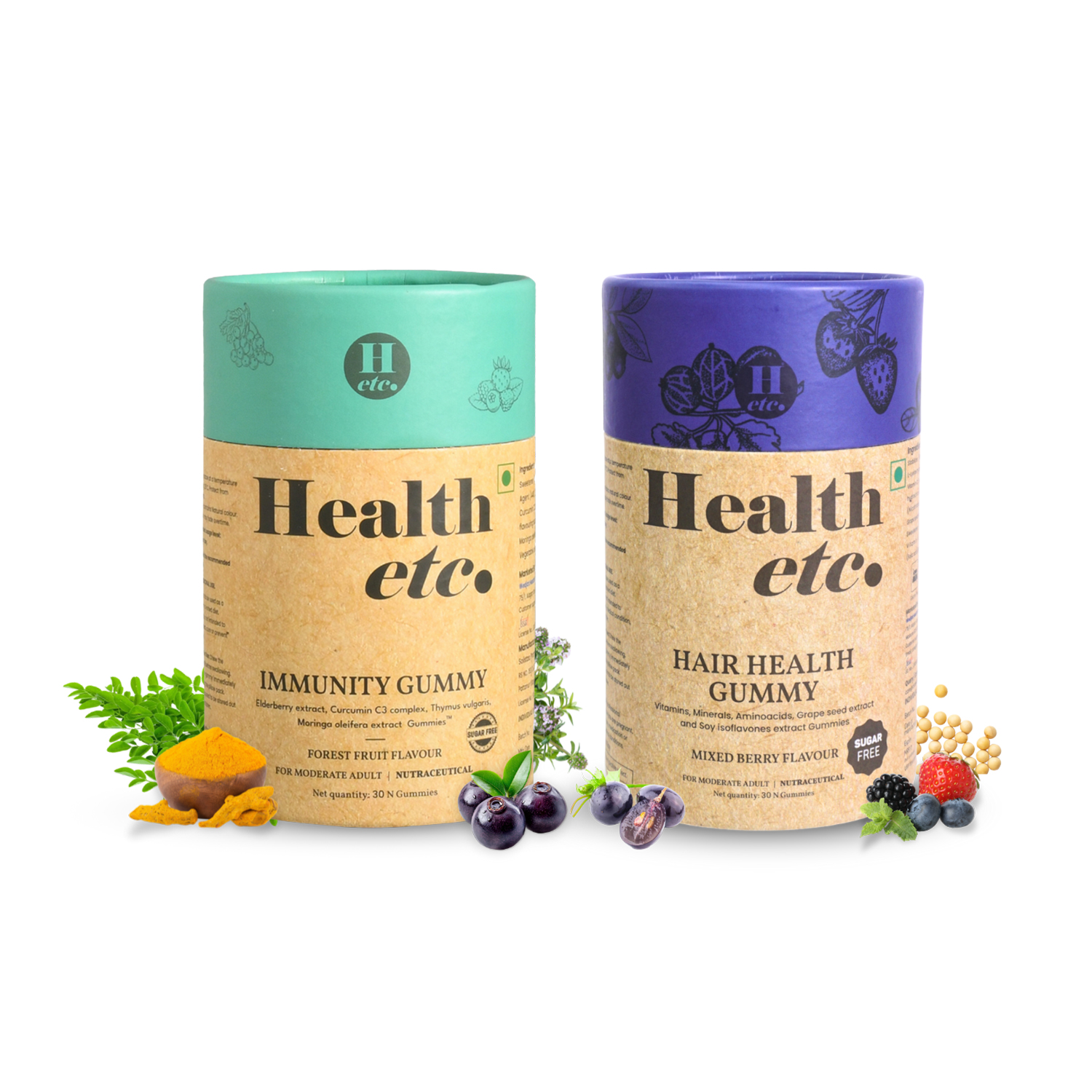 Health etc. Immunity + Hair Health Gummies (Combo Pack)