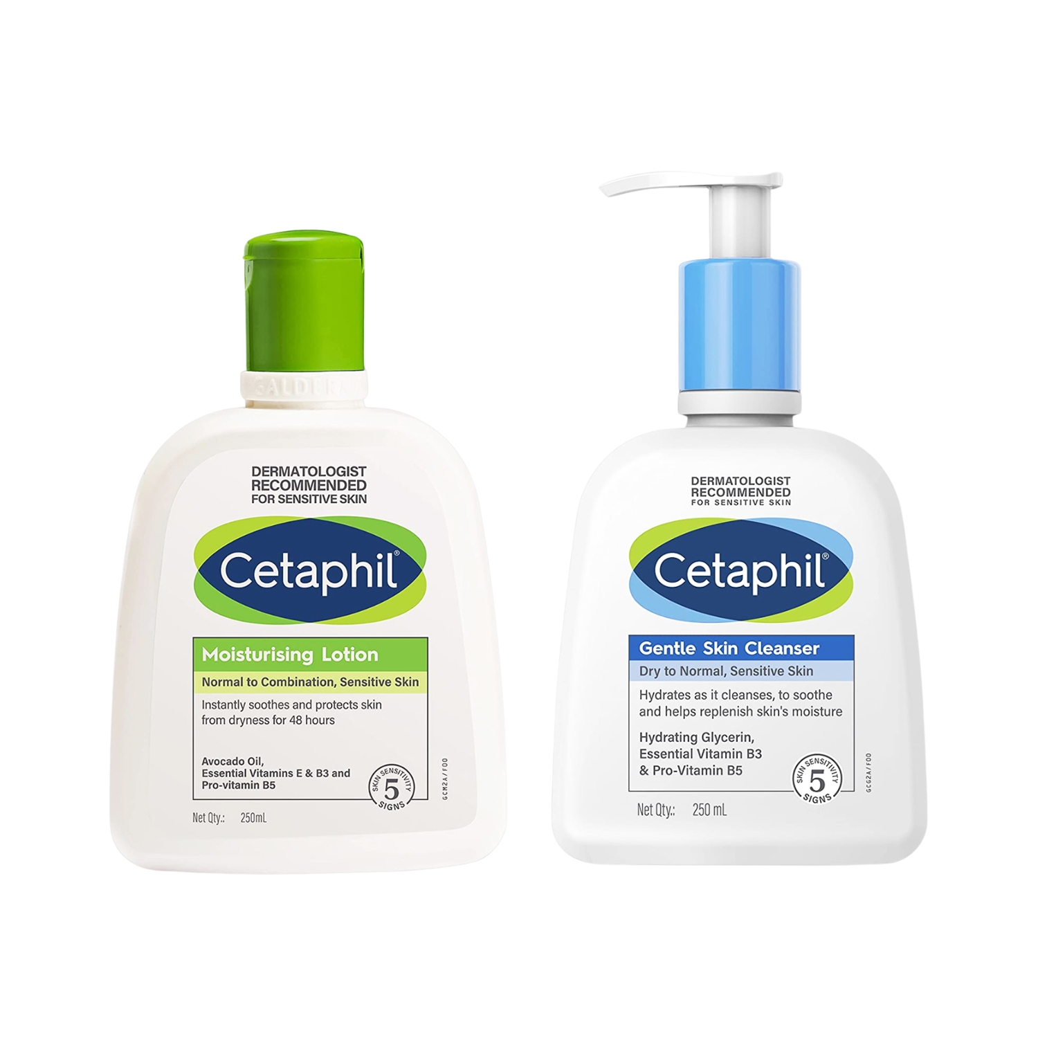 Cetaphil Gentle Skin Cleanser for Dry to Normal Sensitive Skin – 250 ml + Cetaphil Moisturizing Lotion for Normal to Combination, Sensitive Skin – 250 ml