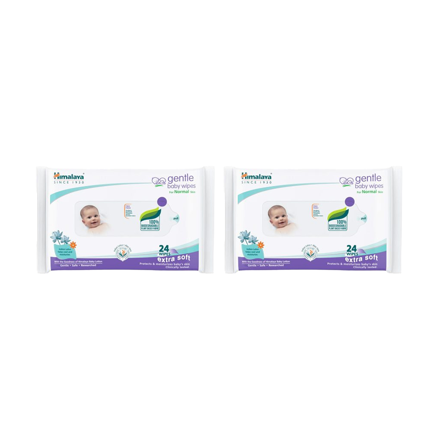 Himalaya Gentle Baby Wipes 24Pcs (Pack of 2)
