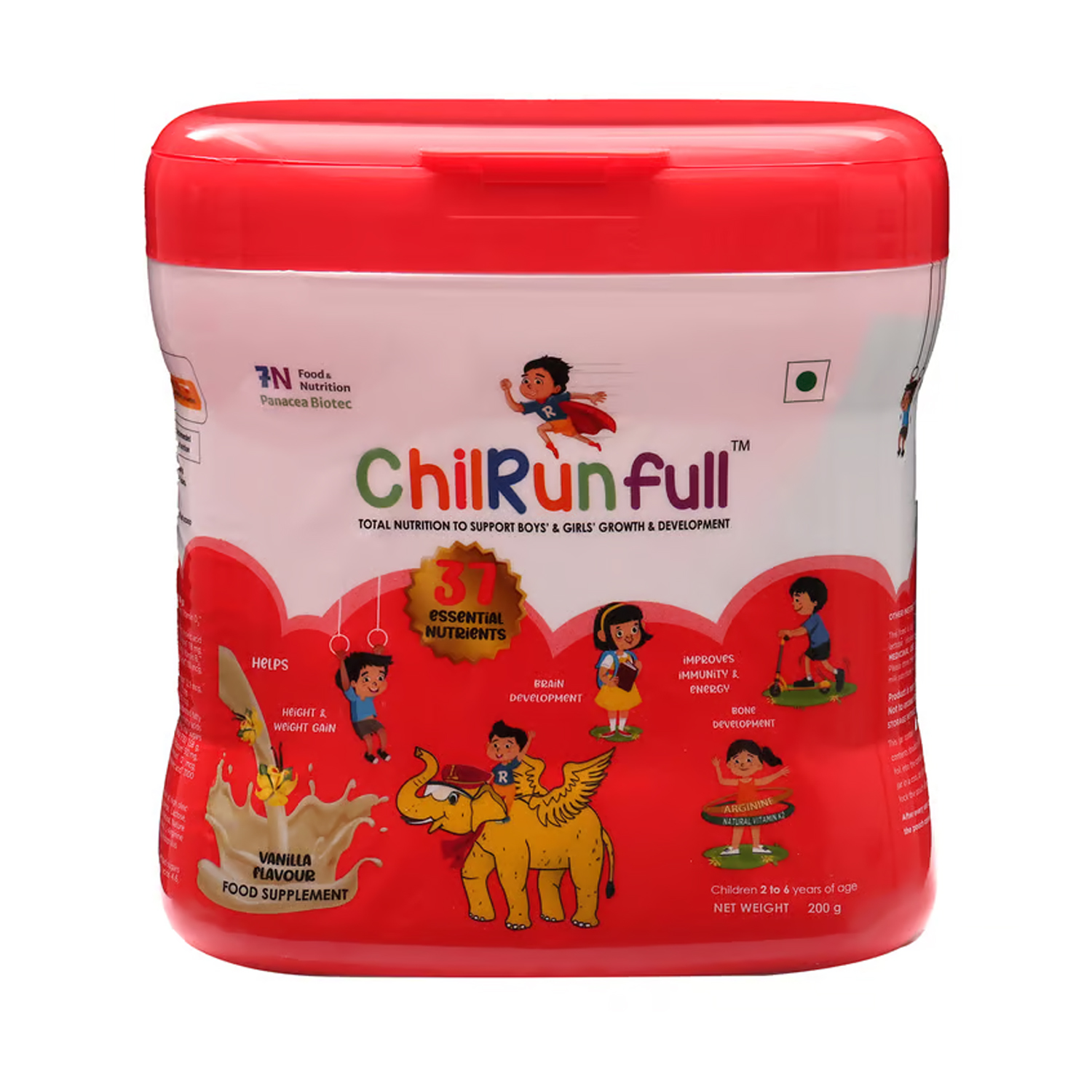 Chilrun Full Protein Powder 2 to 6 Years Vanilla Flavour 200g (Jar)