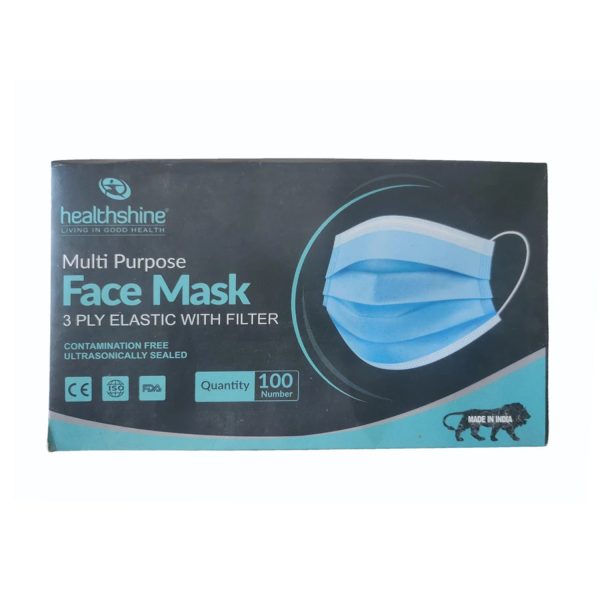 Healthshine 3 Ply Elastic with Filter Face Mask (100 Nos) Healthshine 3 Ply Elastic with Filter Face Mask (100 Nos)