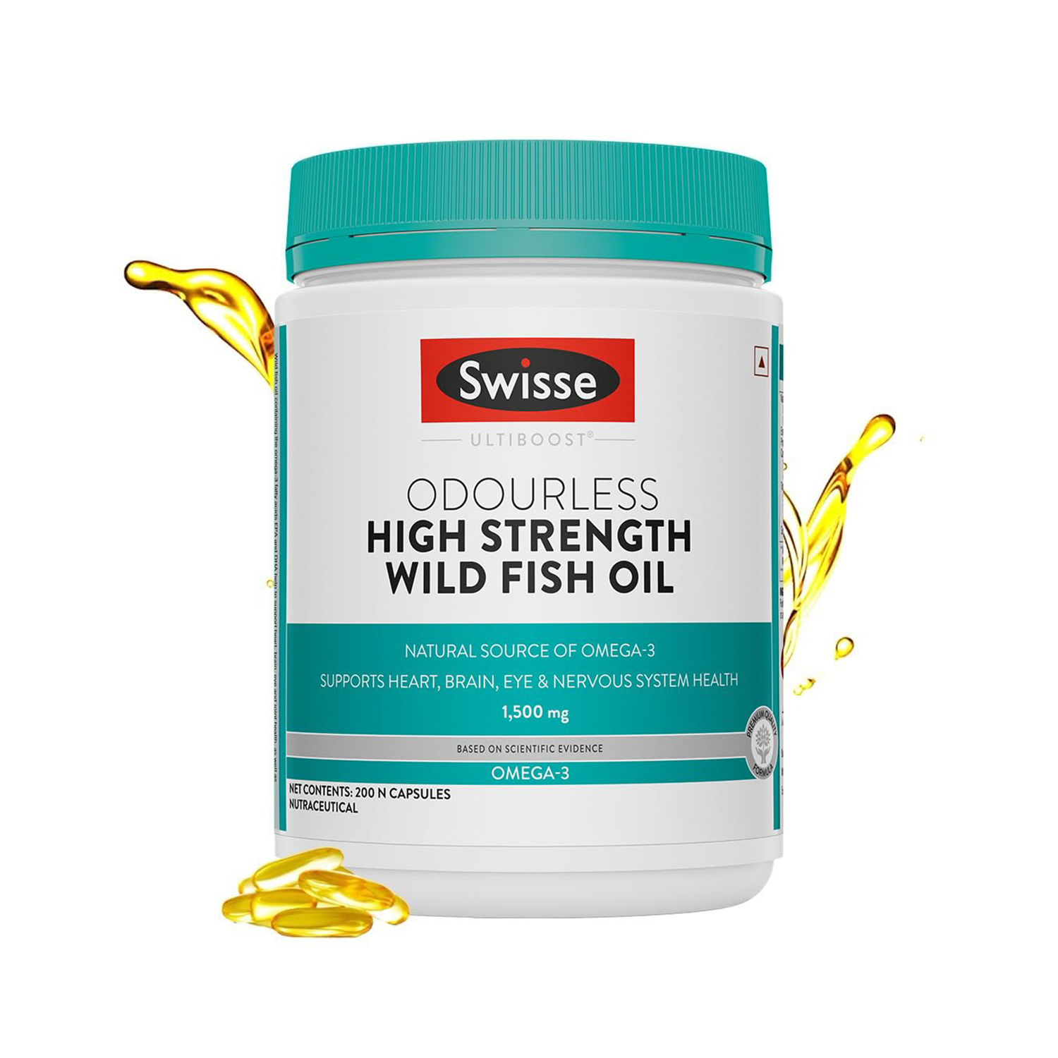 Swisse Odourless Wild Fish Oil Capsules 1500 mg (200 nos)