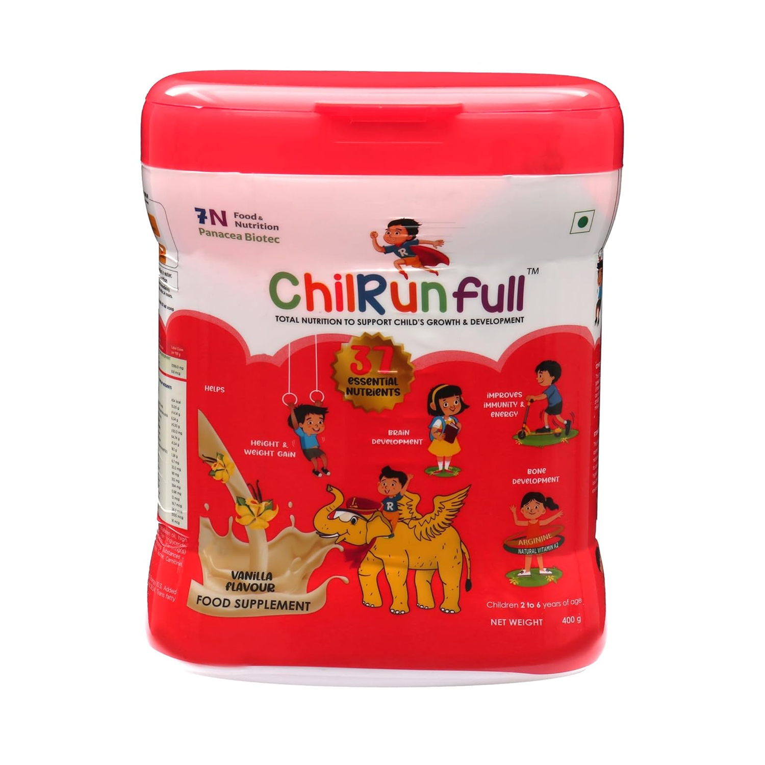 Chilrun Full Protein Powder 2 to 6 Years Vanilla Flavour 400g (Jar)