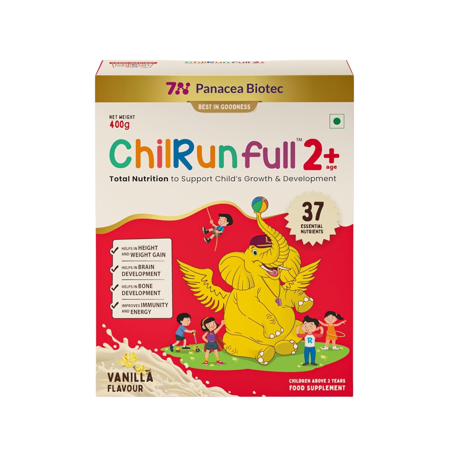 Chilrun Full Protein Powder 2 to 6 Years Vanilla Flavour 400g (Refill)