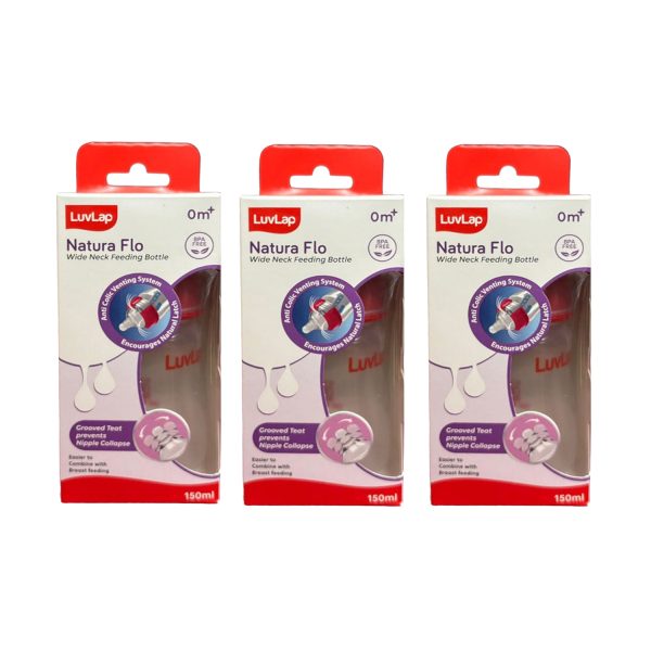LuvLap-Anti-Colic-Wide-Neck-Natura-Flo-Baby-Feeding-Bottle-Plain---150ml-(M.No-18901)