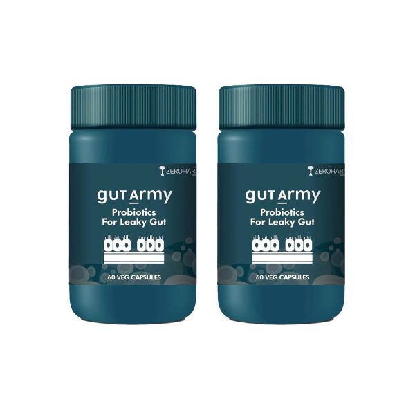 Zeroharm Gut Army – Probiotics For Leaky Gut (60 Veg Capsules) Pack of 2