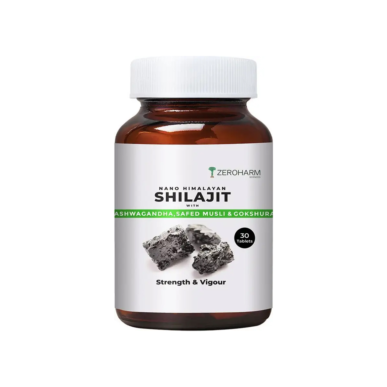 Zeroharm Sciences Nano Himalayan Shilajit With Ashwagandha and Safed Musli – 60 nos