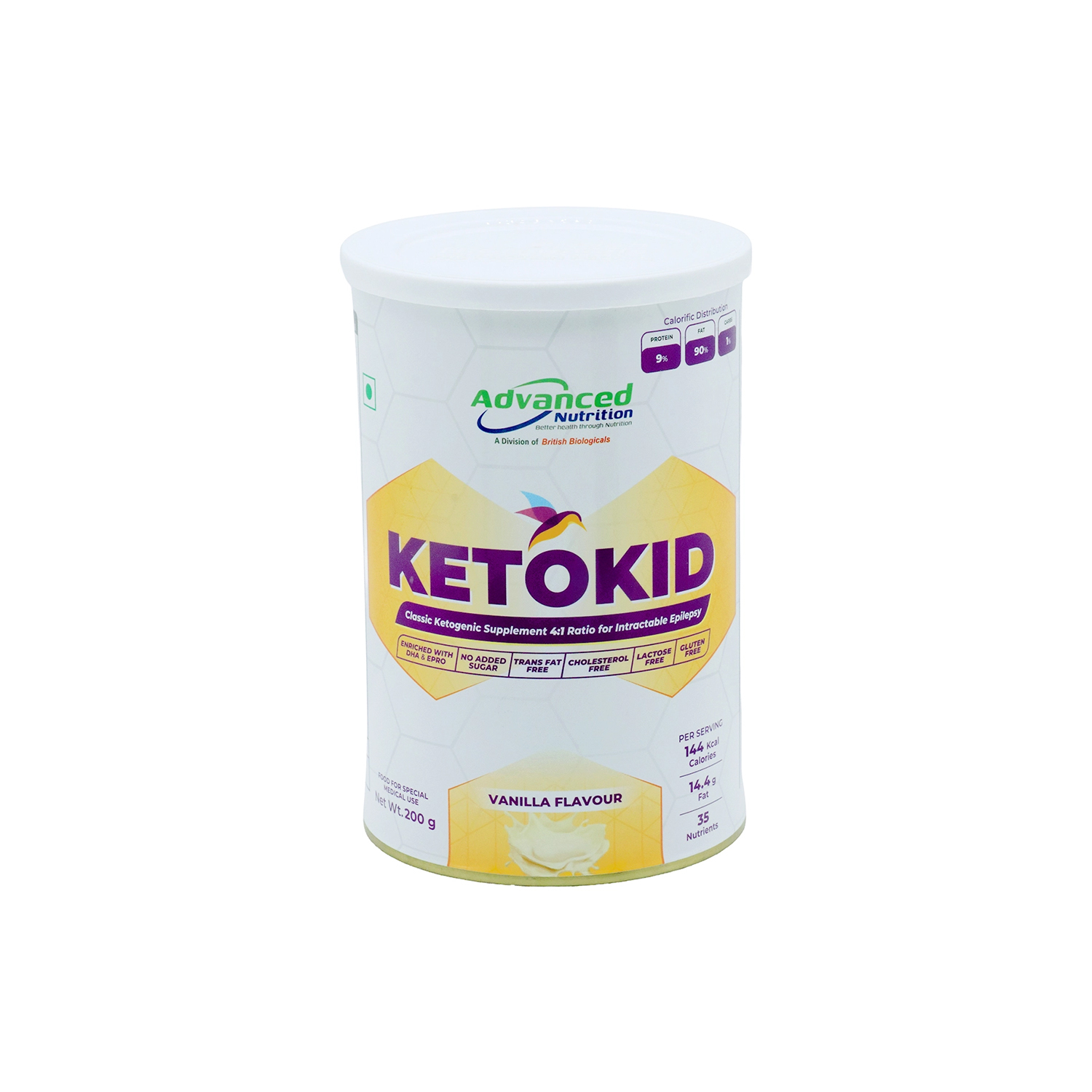 Keto Kid Classic Ketogenic Powder for Intractable Epilepsy Vanilla Flavour 200g