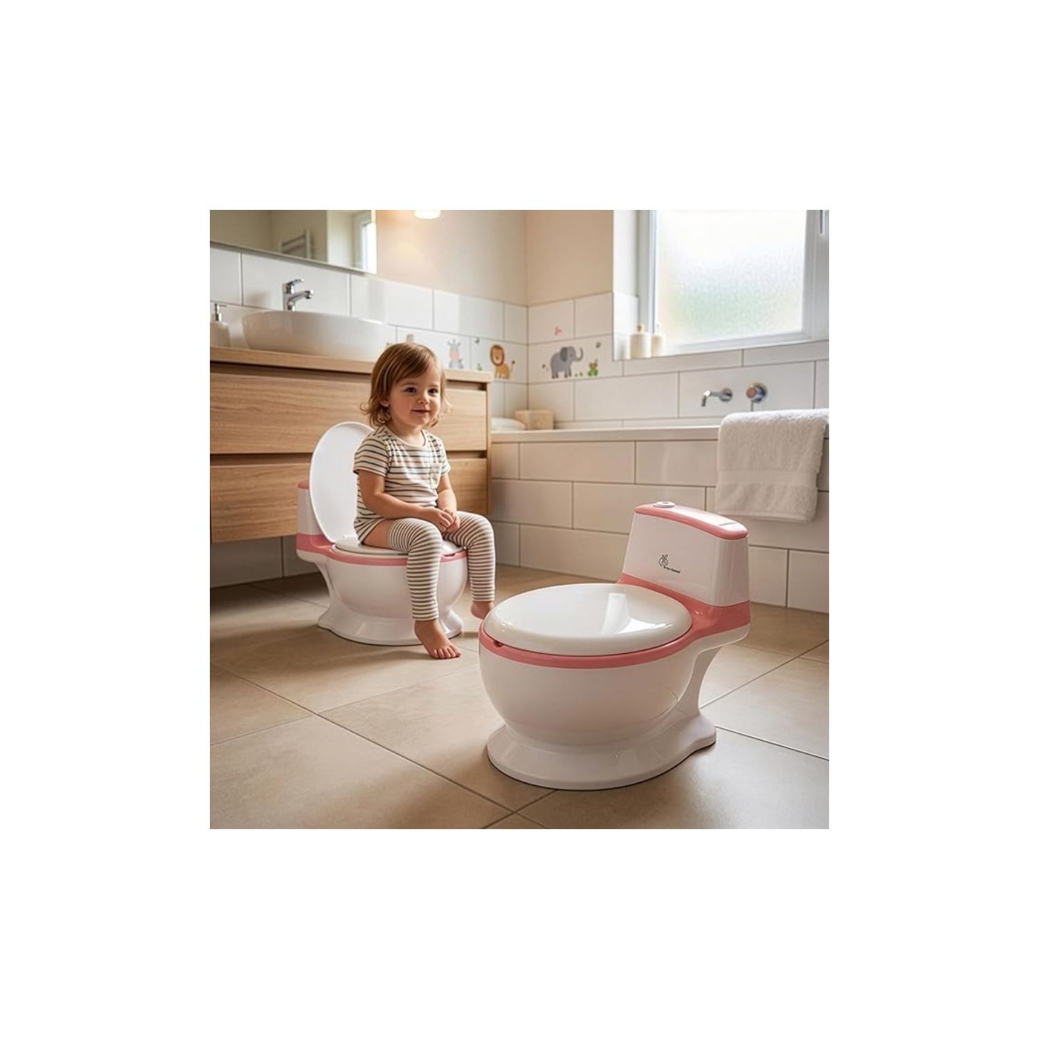 R for Rabbit Little GrownUp Tunes Potty Seat for Kids from 1-7 Years (Pink White)