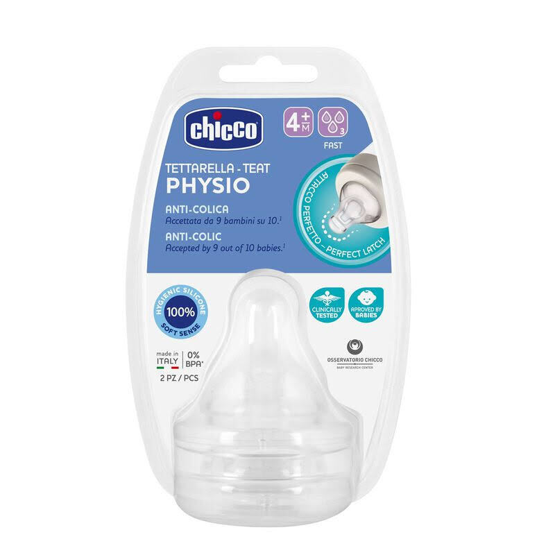 Chicco Physio Teat Anti-Colic Fast Flow 4+M (2Pcs)